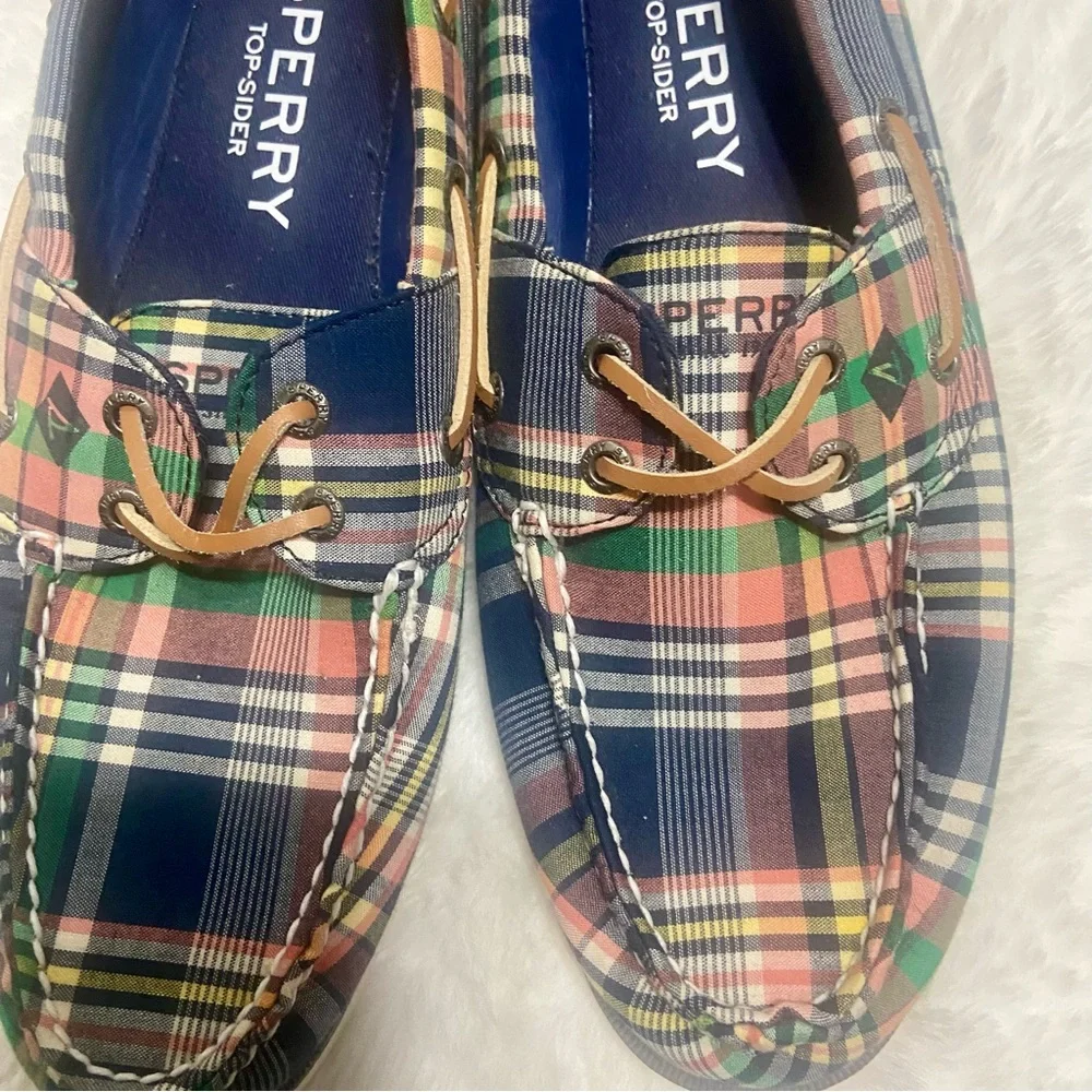 Sperry Men's Plaid Boat Shoes - Blue and Green